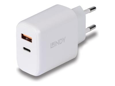 Lindy - Netzteil - 30 Watt - 3 A - PD 3.0 - 2 Ausgabeanschlussstellen (4-polig USB Typ A / 24-polig USB-C)